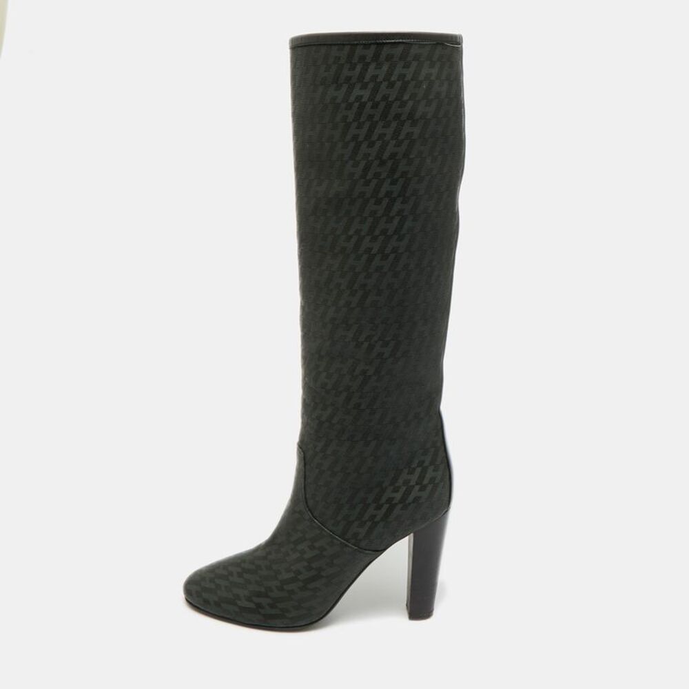 Hermes H Logo Size 36 Black Leather Knee Length Boots - Picture 1 of 7